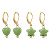 2 Pairs 2 Styles Brass & Opaque Acrylic Beaded Leverback Earrings EJEW-JE06328-2