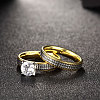 Romantic 316L Titanium Steel Cubic Zirconia Couple Rings for Women RJEW-BB07002-7A-4