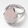 Teardrop Platinum Tone Brass Gemstone Adjustable Wide Band Rings RJEW-L062-02C-2