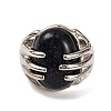 Oval Synthetic Blue Goldstone Finger Ring G-Q184-06H-P-2