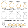 48 Pairs 4 Style Iron Hoop Earring Findings IFIN-CA0001-56-2