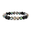 Matte Stone Round Beads Stretch Bracelets for Men Women BJEW-JB06875-3