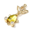 Brass Micro Pave Clear Cubic Zirconia Fish Links Connector Charms KK-K375-26G-19-2