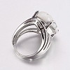 Natural Howlite Wide Band Finger Rings X-RJEW-K224-A13-2