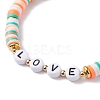 Handmade Disc Polymer Clay Braided Bead Bracelets Set BJEW-TA00043-20