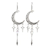 Natural Quartz Crystal & Synthetic Moonstone Beads & Alloy Pendant Chandelier Earrings EJEW-TA00814-3