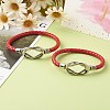 Braided Imitation Cowhide Leather Cord Bracelets for Couple BJEW-JB06443-9