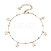 304 Stainless Steel Star Charm Anklets with Brass Satellite Chains AJEW-AN00549-1