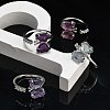 Butterfly Natural Fluorite & Cubic Zirconia Open Cuff Rings RJEW-K288-01P-3