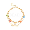 Constellation Alloy & Glass Seed Beads Double Layer Colorful Flower Anklets PW-WGA6E00-10-1