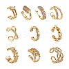 Biyun 9Pcs 9 Style Brass Cuff Earrings EJEW-BY0001-01-8