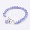 Natural Quartz(Dyed) Charm Stretch Bracelets BJEW-JB03318-02-1