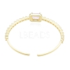 Cubic Zirconia Rectangle Open Cuff Bangle BJEW-G651-05G-01-2