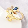 Brass Pave Cubic Zirconia Cuff Open Rings CU-CBACDF6-08G-02-3