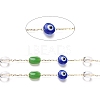 Flat Round with Evil Eye Glass Beaded Chains AJEW-J035-04G-02-2