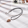 Natural Picture Jasper Leaf Cage Pendant Necklace with Waxed Cords NJEW-TA00035-04-2