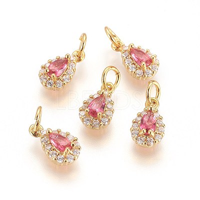 Brass Cubic Zirconia Charms LS-KK-E772-14A-G-1