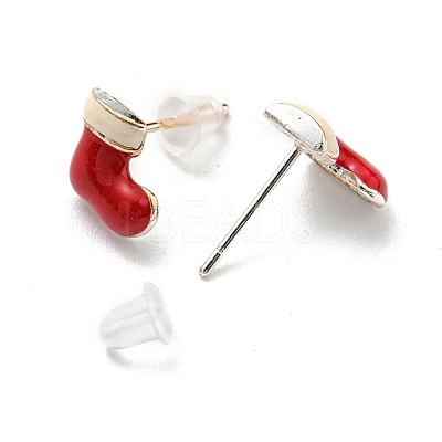 Christmas Theme Brass Stud Earrings EJEW-D062-01J-S-1