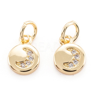 Brass Micro Pave Clear Cubic Zirconia Beads Pendants ZIRC-M114-05G-1