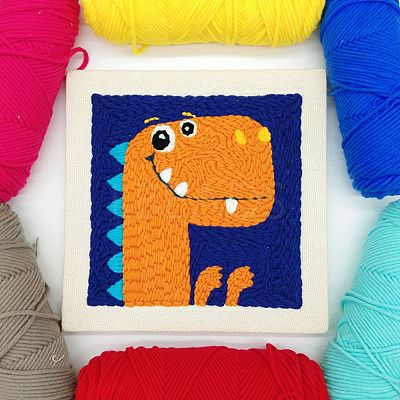 Dinosaur Punch Embroidery Supplies Kit DIY-H155-14-1