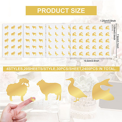80 Sheets 4 Patterns PVC Waterproof Self-Adhesive Sticker Sets STIC-OC0001-10B-1