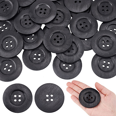 30Pcs Wood Buttons BUTT-OC0001-50B-1