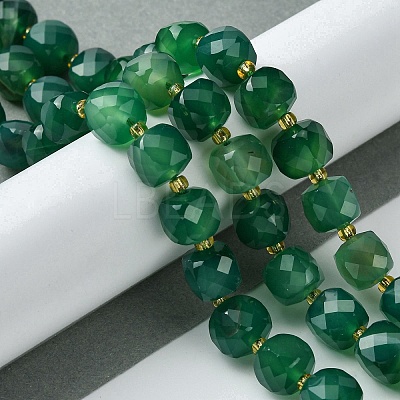 Natural Dyed & Heated Green Onyx Agate Beads Strands G-Q010-A16-01-1