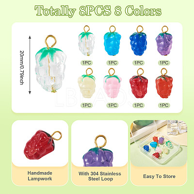 8Pcs Lampwork Pendants PALLOY-TAC0157-1