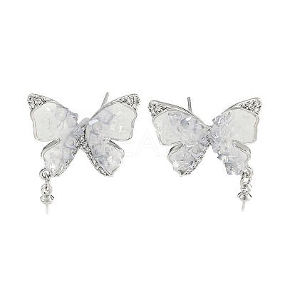 Brass with Enamel with Cubic Zirconia with Crystal Stud Earring with 925 Sterling Silver Pins KK-Q820-06P-1