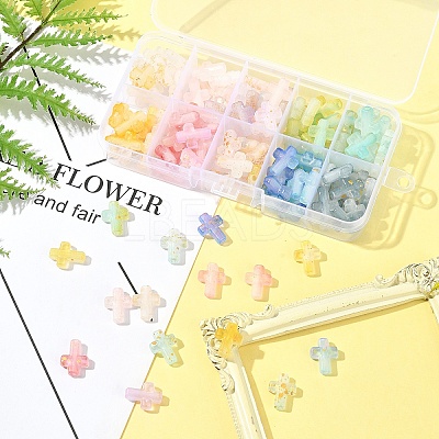 130Pcs 10 Colors Gradient Color Transparent Acrylic Beads OACR-FS0002-05-1