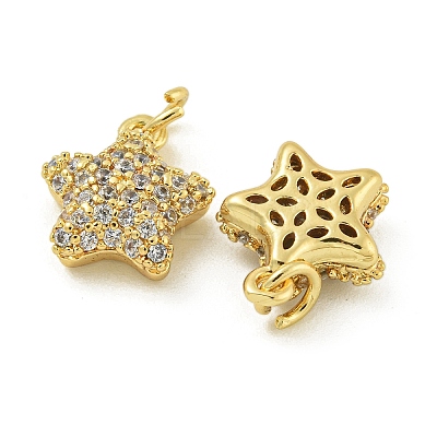 Rack Plating Brass Micro Pave Clear Cubic Zirconia Charms KK-Z067-23G-04-1