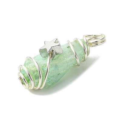 2Pcs Electroplated Natural Quartz Crystal Dyed Copper Wire Wrapped Pendants PALLOY-JF03172-02-1