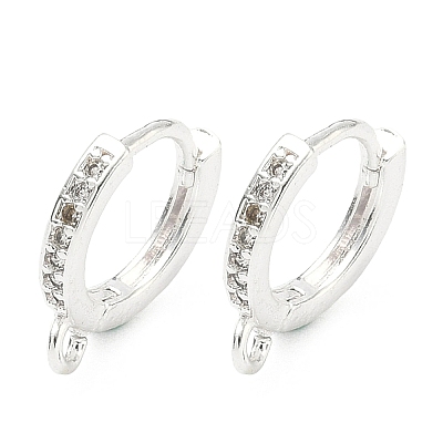 Brass Micro Pave Clear Cubic Zirconia Hoop Earring Findings KK-H532-14A-S-1