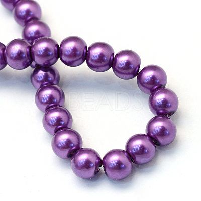 Baking Paint Pearlized Glass Pearl Round Bead Strands X-HY-Q003-6mm-37-1