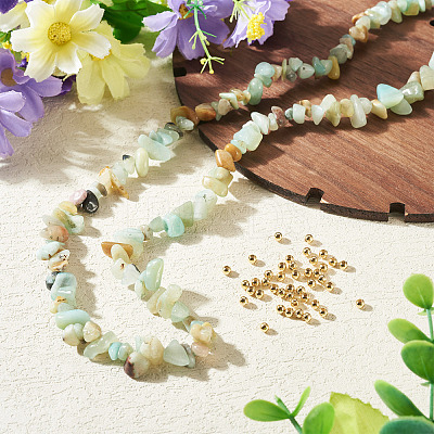 1 Strand Natural Flower Amazonite Chip Beads Strands G-TAD0001-01-1