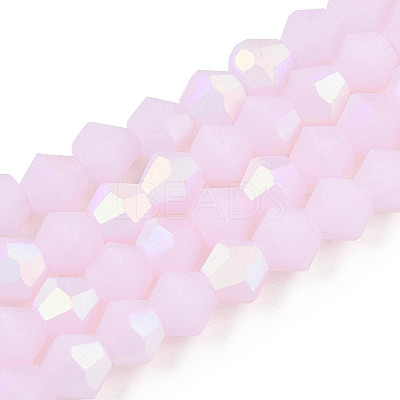 Imitation Jade Bicone Frosted Glass Bead Strands EGLA-A039-J4mm-MB02-1