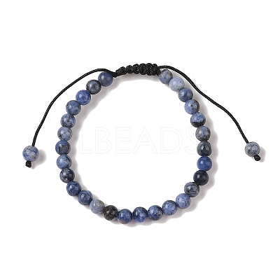 6mm Round Natural Sodalite Braided Bead Bracelets BJEW-C067-01A-03-1