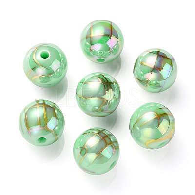 UV Plating Rainbow Iridescent Acrylic Beads PACR-E001-02A-1