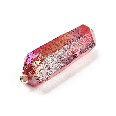 Electroplated Natural Quartz Pendants G-P315-B01-07G-1