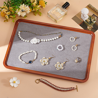 Rectangle Wooden with Velvet Jewelry Trays ODIS-WH0038-29-1
