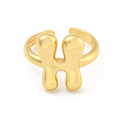 Brass Letter Open Cuff Rings for Women RJEW-G313-01H-G-1