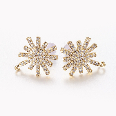 Brass Micro Pave Cubic Zirconia Stud Earring Findings ZIRC-E132-17G-1