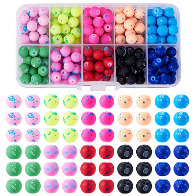 200Pcs 10 Colors Forsted Glass Beads GLAA-TA0003-28-1