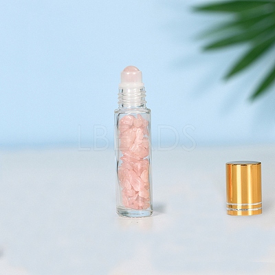 Natural Rose Quartz Roller Ball Bottles LS-BOTT-PW0011-70A-01-1