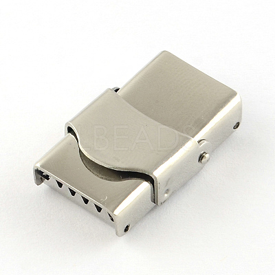 Tarnish Resistant Smooth Surface 201 Stainless Steel Watch Band Clasps X-STAS-R063-79-1