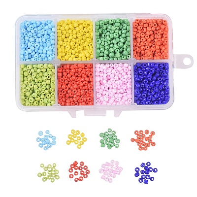 8/0 8 Colors Round Glass Seed Beads SEED-JP0007-14-3mm-1