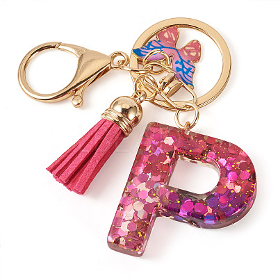 Alloy Resin Butterfly Keychains KEYC-TADJ0002-02G-P-1