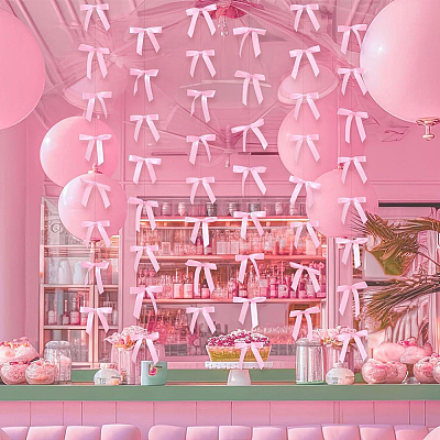 6Pcs Polyester Bowknot Hanging Streamer AJEW-SP0002-71B-1