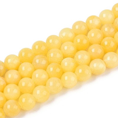 Natural Dyed Yellow Jade Gemstone Bead Strands G-R271-8mm-Y07-1