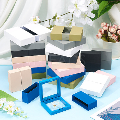 3 Bags 3 Styles Square Transparent PE Thin Film Suspension Jewelry Display Box CON-TA0001-38D-1